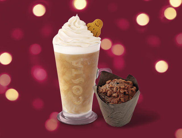 Perníkové caffè latte a Perníkový muffin s povidly