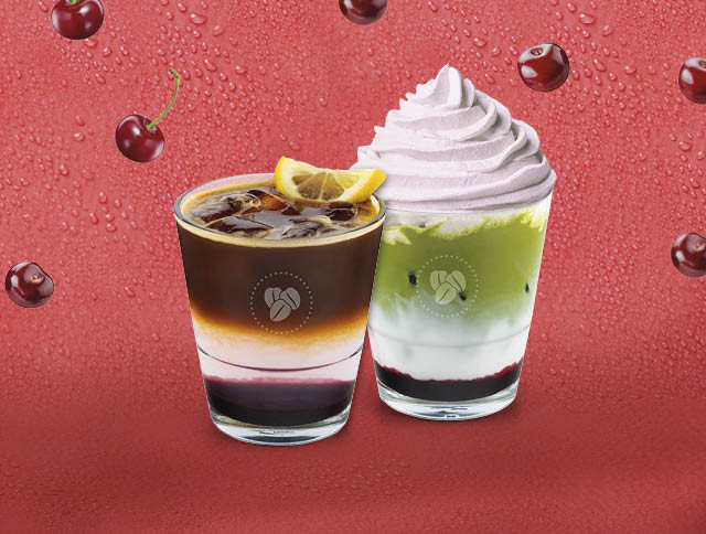 Espresso Cherry Tonic a&nbsp;Iced Coconut & Cherry Matcha